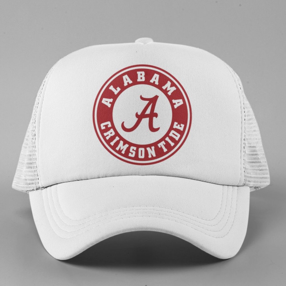 NEW Alabama Crimson Tide Circle Logo Foam Trucker Mesh Snapback Hat WHITE